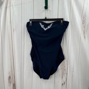 Beach Bay Women’s 12 Navy Gold Strapless One Piece Swim